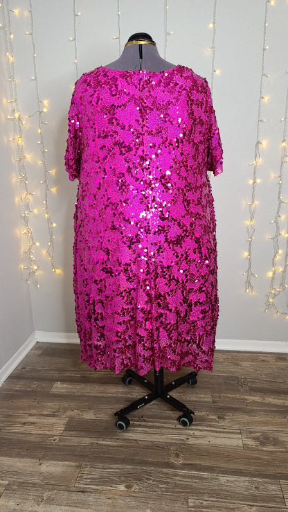 pink sequin dress plus Hotel Kalinga Plus Size Pink Sequin Dress Glitz Glamour Dress In Pink  Sequins Vixen By Micheline Pitt M