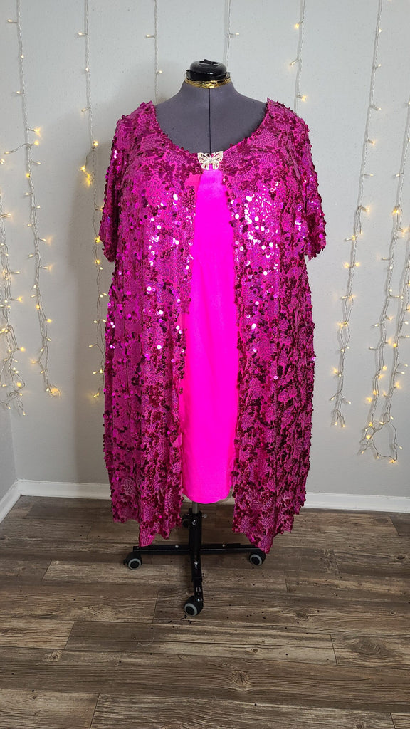 Plus Size Sequin Dress | Pink Sequin Dress