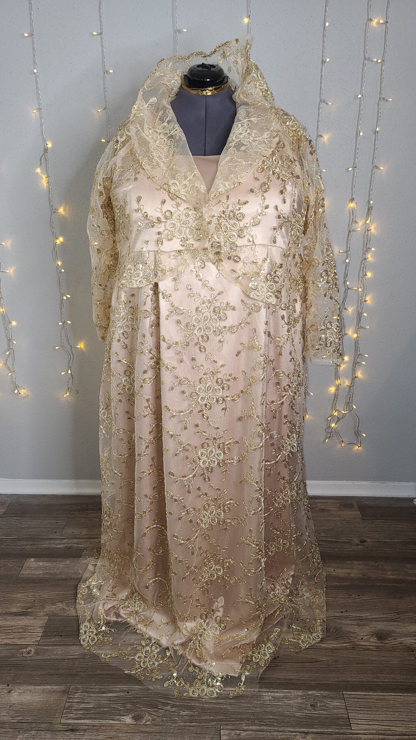 Plus Size Formal Gown | Gold Satin Gown