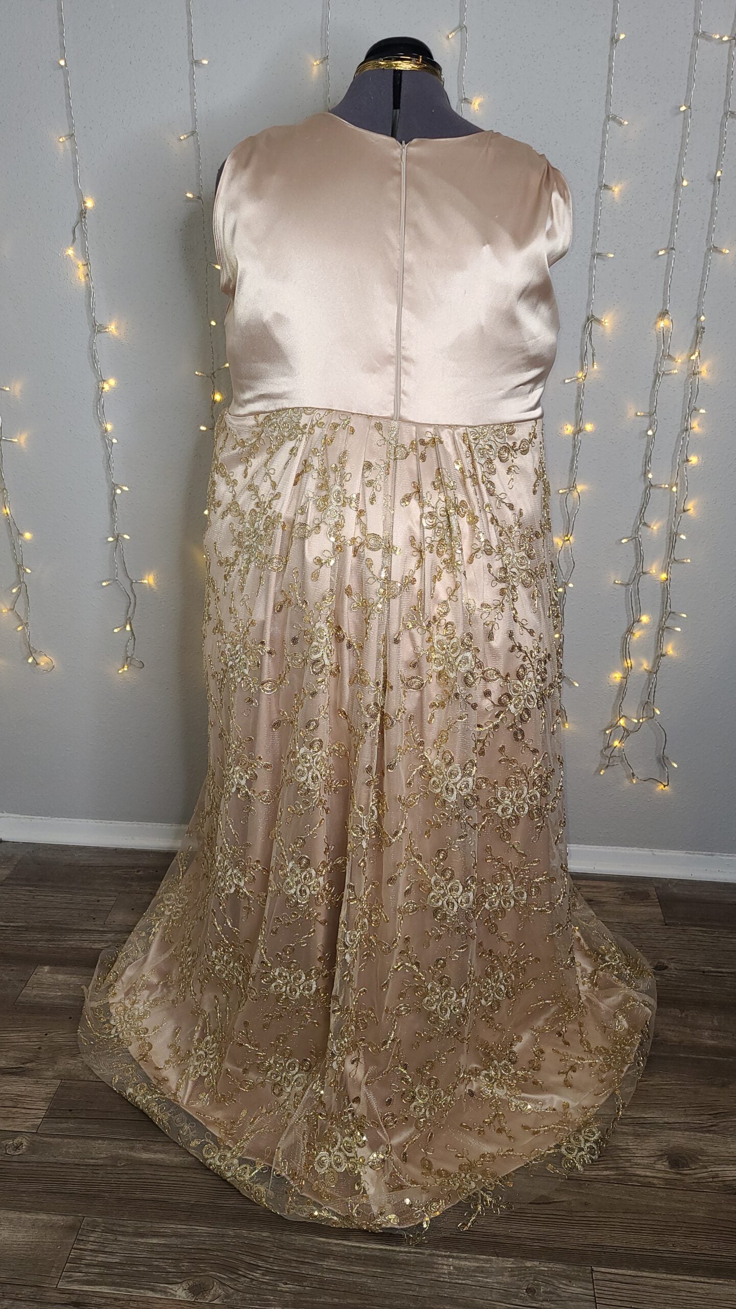 Plus Size Formal Gown | Gold Satin Gown