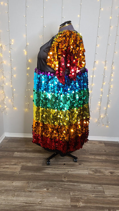 Plus Size Rainbow Sequin Dress