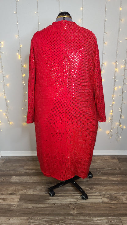 plus size red wrap dress Final Sale Plus Size Faux Wrap Dress in Red