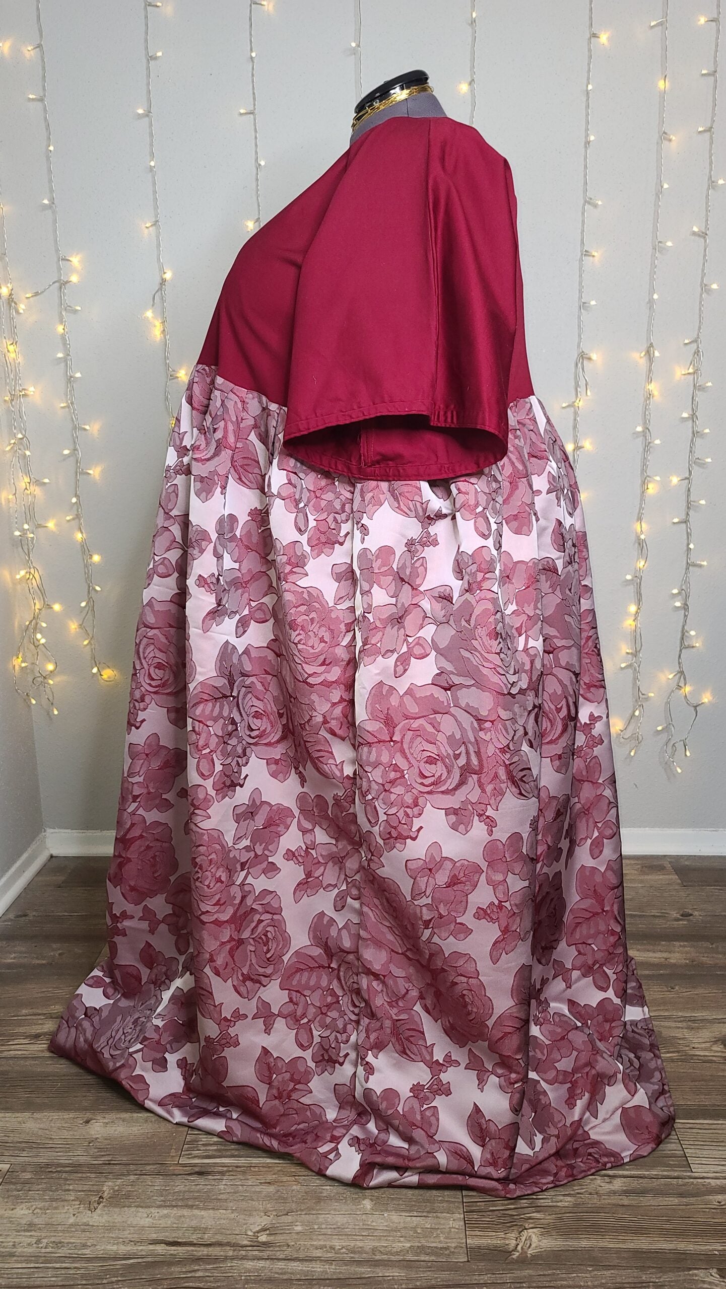 plus size burgundy floral dress Burgundy Satin Oversized Bold Floral A-Line Mother Of The Bride, Speci –  WenLeeBridal