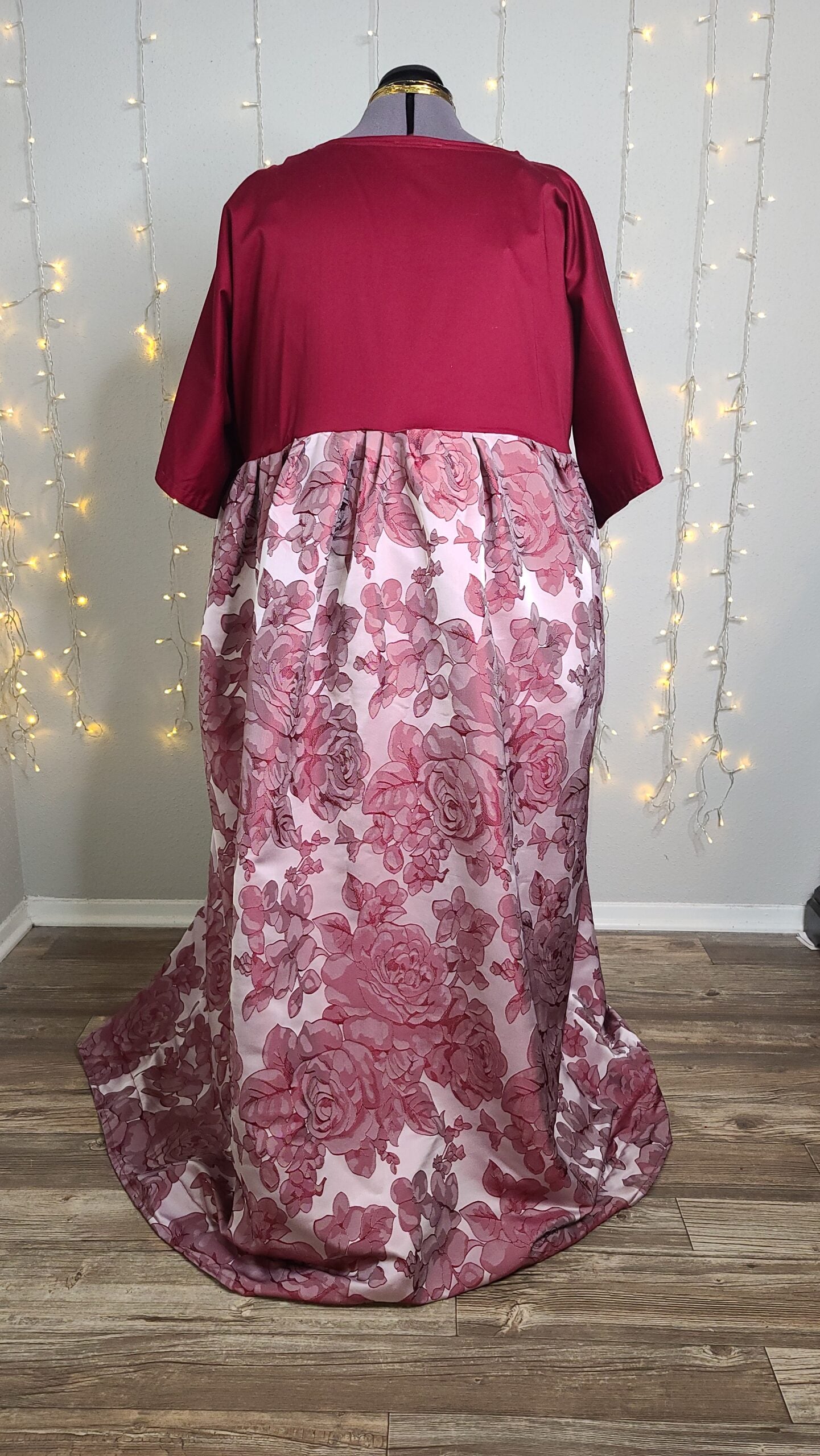 plus size burgundy floral dress Plus Size Floral Lace Draped Sweetheart Maxi Dress