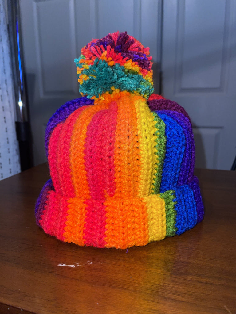 Rainbow Crochet Beanie | Crochet Beanie Hat | Christina Wells Designs